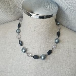 Simple black and silver beaded necklace